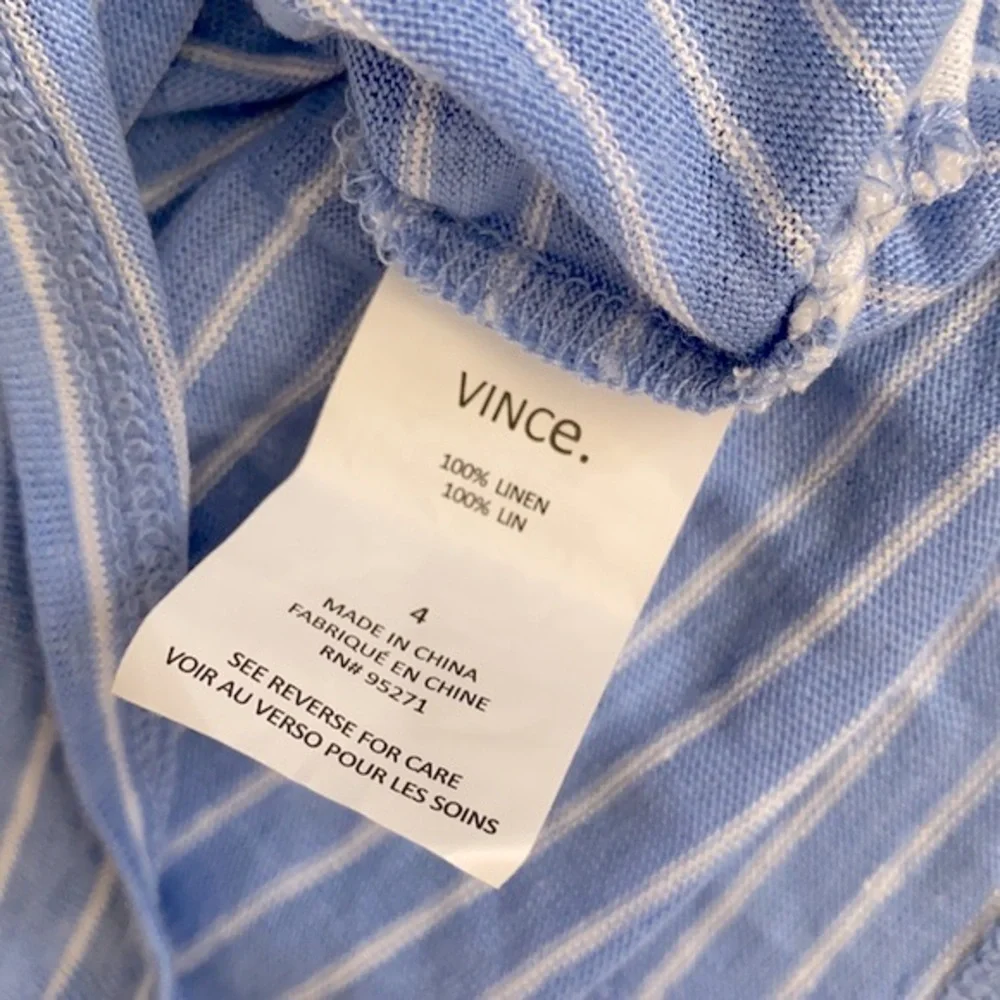 Vince | Linen Striped Long Sleeve Boxy Fit Shirt VNBXG0367 Blue/White (4) - Picture 10 of 15